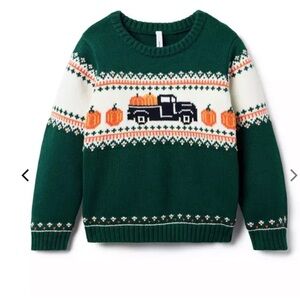Janie and Jack Pumpkin Fair Isle Sweater